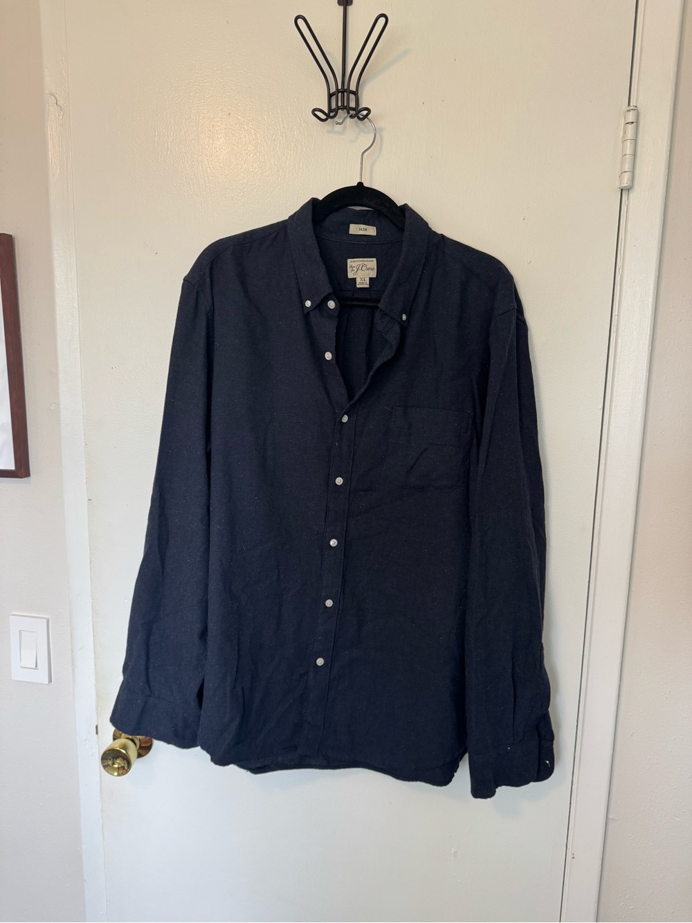 J. Crew Men's Dark Navy w/ Light Red spots Button-Down Shirt